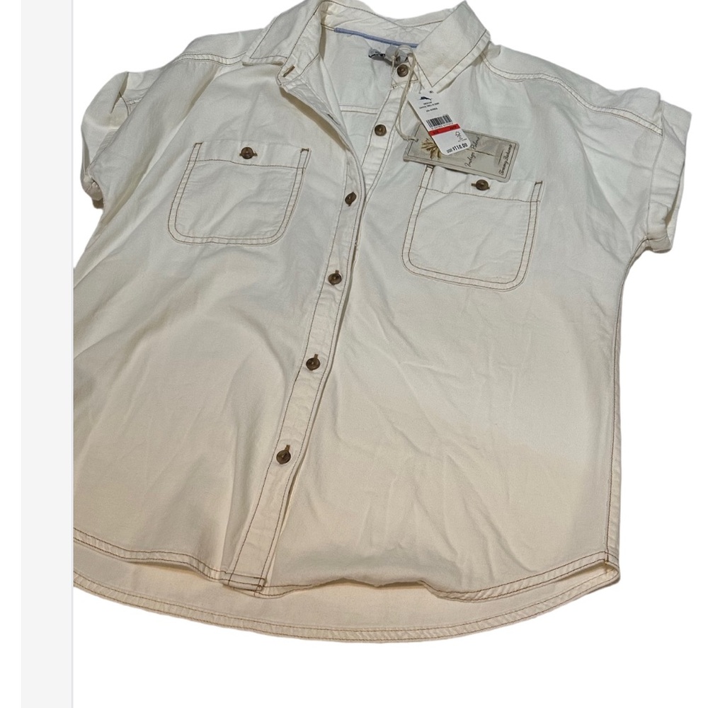 Tommy Bahama Cream Button-Up Blouse